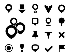 Aufkleber - Set of pin map pointer icons collection in black