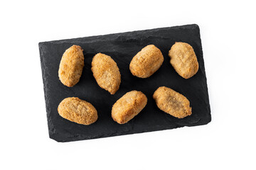 Canvas Print - Traditional spanish fried croquettes isolated on white background