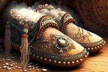 Enchanted Beaded Moccasins For A Faraway Quest Generative AI