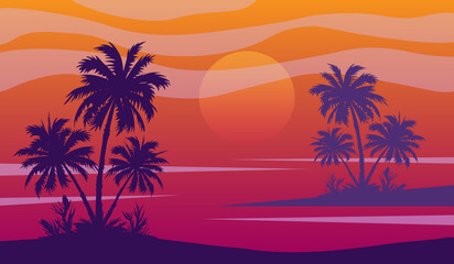 Wall Mural - beach scene vector illustration