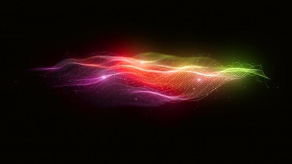Wall Mural - colorful waving mesh fx background loop/ 4k animation of an abstract colorful fractal background wit