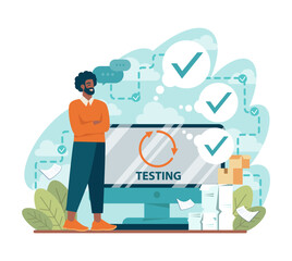 Wall Mural - software tester. black male it specialist searching for bugs and correcting