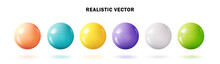 Pastel Balls Colorful Realistic Collection. Glossy 3d Spheres Ball Set Isolated With Shadow, Png