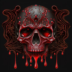 Wall Mural - Dripping Blood Skull - Generative AI