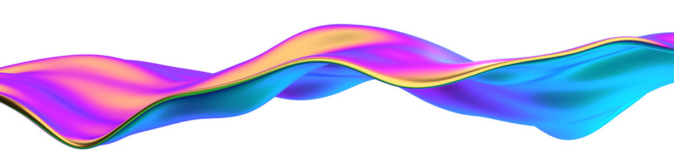 iridescent wavy shape, 3d render