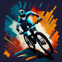 Wall Mural - Mountain bike with colorful background