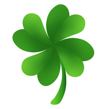 Four Leaf Clover Isolated On Transparent Background. Shamrock Icon. Saint Patrick's Day. PNG Illustration