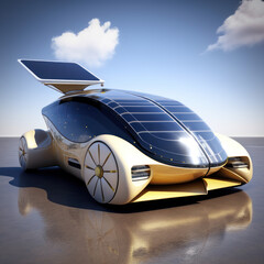 Wall Mural - futuristic electric car with solar panels. generative ai