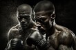 Professional boxer on black smoky background. Ai generative.
