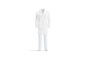 Wall Mural - Blank white medical lab coat and trousers mockup, front view