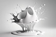 White paint or fresh milk splashed abstractly in the air, resembling a milk burst explosion on a white background, alone. Generative AI