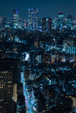 Fototapeta  - 日本　東京都渋谷区の恵比寿ガーデンプレイスタワーのスカイラウンジから眺める東京の夜景