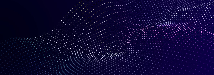 Sci-fi background. Digital landscape with dots and lines. Cyberspace grid. Background concept for your design. 3d