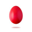 Red painted natural easter chicken egg flying isolated