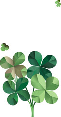 Sticker - Origami Paper Clover Leaves Decorated On Green Background And Space For Text or Message. Happy St. Patrick's Day Vertical Banner Design.