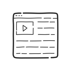 Wall Mural - native video advertising on web page. video ads icon. hand drawing design style. vector.