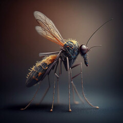 Close up of a mosquito. Generative AI.	
