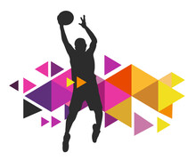 Basketball Design Sport Graphic With Basketball Player In Action And Design Elements In Vector Quality.
