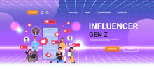 Social Media Influencers Watching Live Streaming Generation Z Lifestyle Concept New Demography Trend With Progressive Youth Gen