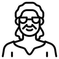 Canvas Print - old woman outline icon