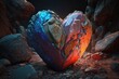 ai generated background image of a colorful stone heart, generative ai heart shaped rock love wallpaper
