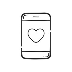 Wall Mural - love message on smartphone screen icon. hand drawing design style. vector.