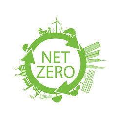 Wall Mural - Net zero, CO2 neutral green icon. Eco friendly isolated sign. Vector