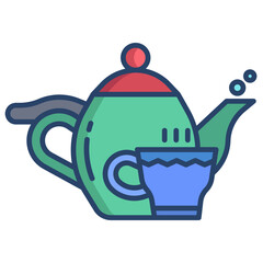 Canvas Print - tea set icon