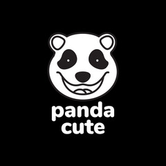 Wall Mural - cartoon face mascot cute smile panda head animal wildlife logo design vector