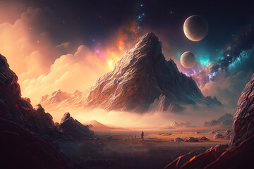 Wall Mural - spectacular colourful cloudy outer space scene. generative ai