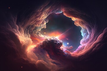 Wall Mural - spectacular colourful cloudy outer space scene. generative ai