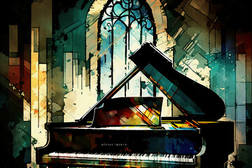 Wall Mural - an abstract painting of the piano Generative AI