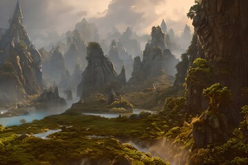 Wall Mural - At the edge of the fantasy world. Generative AI