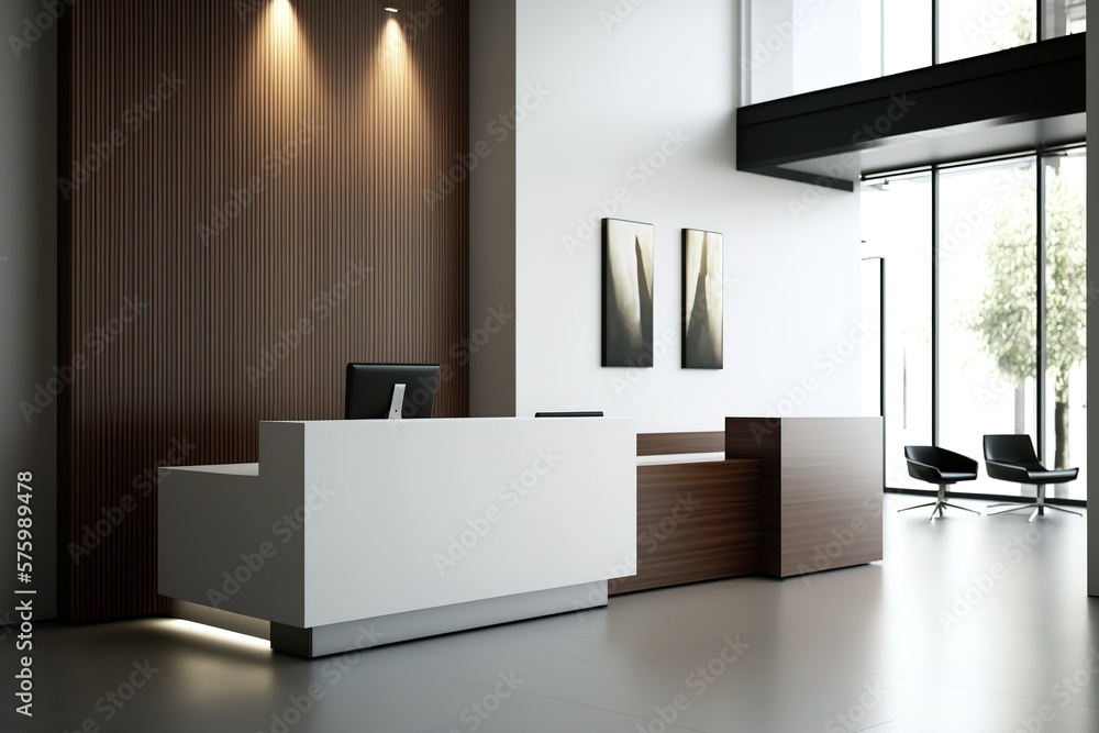 reception desk in a modern office interior Stock Illustration | Adobe Stock