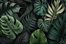 Plant Leaves Background Floral Tropical Pattern Generative AI