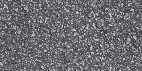 Black asphalt realistic texture. Gray tarmac background. Dark road surface pattern. Stone 3d detailed grainy wall horizontal banner. Rock floor close up. Bitumen top view, vector banner