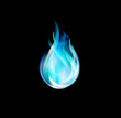 blue burn fire flame on black background