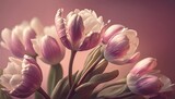 Fototapeta Tulipany - Beautiful crocus lilies illustration bouquet generative ai. 