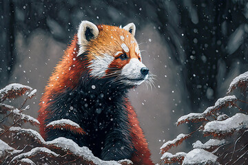 Poster - red panda in the snow