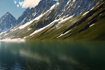 Wall Mural - Beautiful mountain and lake. Generative AI