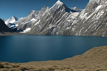Wall Mural - Beautiful mountain and lake. Generative AI