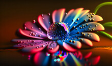A Droplet Of Water On A Flower Petal, Reflecting The Colors Of The Surrounding Blooms