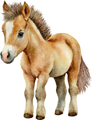 Aufkleber - Cute little pony illustration created with Generative AI technology