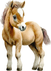 Aufkleber - Cute little pony illustration created with Generative AI technology