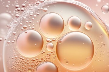 Wall Mural - Close up clear liquid cosmetic product. Gel texture with bubbles. Generation AI