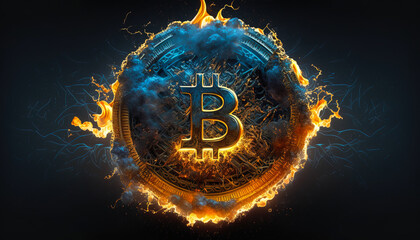 Wall Mural - Bitcoin - From electronic exchanges to blockchain technology, cryptocurrency is taking the world by storm. This photo of Bitcoin's chart-topping performance captures its potential - ai generated