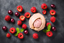 AI Image Of Berries And Ice Cream