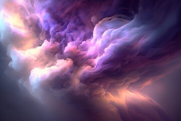 Sticker - purple smoke clouds, fuzzy design background. generative ai illustration