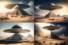 Set Of Ufo Over The Pyramids 