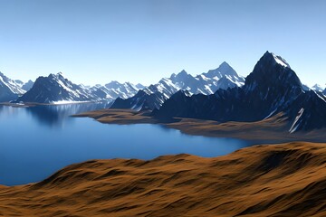 Wall Mural - Beautiful mountain and lake. Generative AI